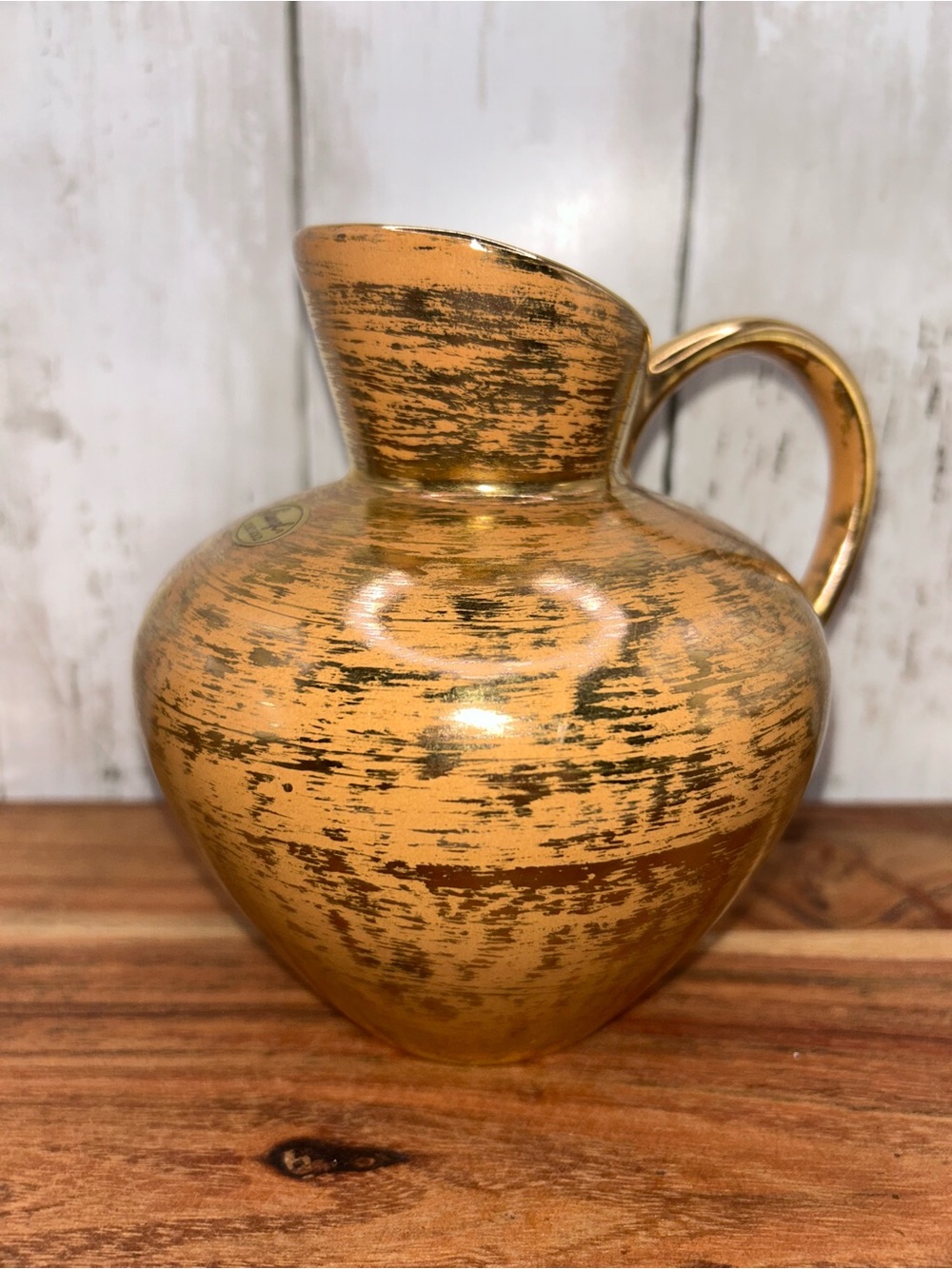 Vintage Stangl Pottery 22KT Gold Pitcher Vase Mid Century Modern MCM USA